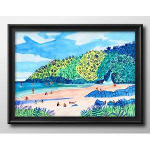 ポスター 8789 ハワイ ワイキキビーチ 絵画 インテリア A3サイズ
