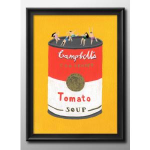 日本製 ポスター トマトスープ缶の上の人々 キャンベル モダン 絵画 インテリア A3サイズ アート 新築祝い ギフト 模様替え 北欧 管理ID:13984