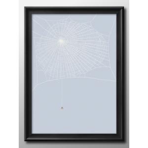 日本製 ポスター 宙ぶらりんのクモ 蜘蛛 昆虫 モダン 北欧 絵画 インテリア A3サイズ アート 新築祝い ギフト 模様替え インテリア 管理ID:14621