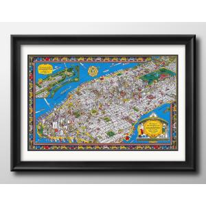 日本製 ポスター マンハッタン ニューヨーク マップ 地図 絵画 インテリア A3サイズ アート 新築祝い ギフト 模様替え 北欧 マット紙
