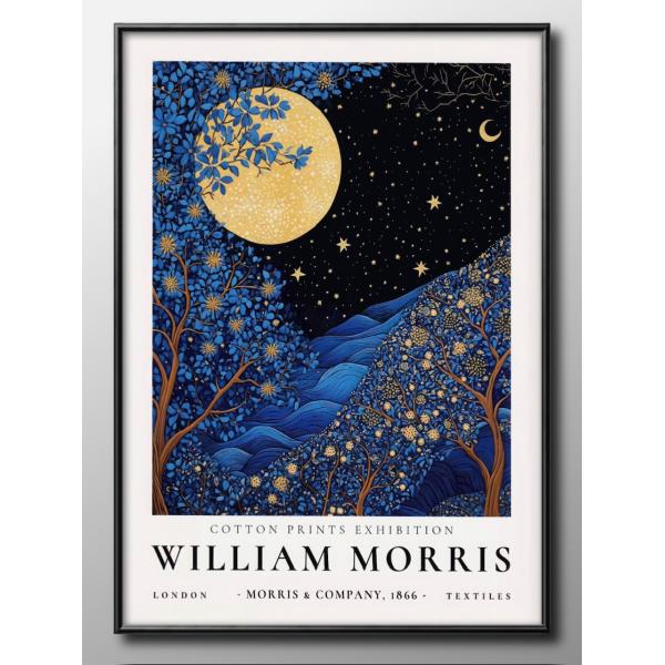ポスター ウィリアム・モリス 月夜の青い森 絵画 インテリア A3サイズ アート 新築祝い ギフト ...