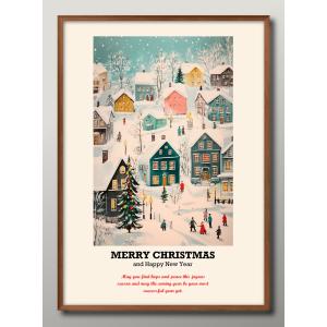 日本製 メリークリスマス Xmas Christmas サンタクロース ビンテージイラスト 絵画 インテリア A3サイズ アート 新築祝い ギフト 模様替え 北欧 管理ID:16235