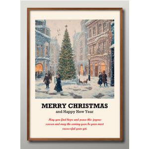 日本製 メリークリスマス Xmas Christmas サンタクロース ビンテージイラスト 絵画 インテリア A3サイズ アート 新築祝い ギフト 模様替え 北欧 管理ID:16237