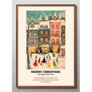 日本製 メリークリスマス Xmas Christmas サンタクロース ビンテージイラスト 絵画 インテリア A3サイズ アート 新築祝い ギフト 模様替え 北欧 管理ID:16238