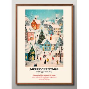日本製 メリークリスマス Xmas Christmas サンタクロース ビンテージイラスト 絵画 インテリア A3サイズ アート 新築祝い ギフト 模様替え 北欧 管理ID:16243