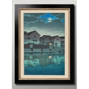 日本製 ポスター 川瀬巴水 日本語 おぼろ月夜 絵画 インテリア A3サイズ アート 新築祝い ギフト 模様替え 北欧 管理ID:16244