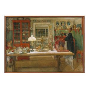 ポスター 3746 カール・ラーション トランプ遊びの支度 絵画 インテリア A3サイズ アート 新築祝い ギフト 模様替え 北欧 管理ID: