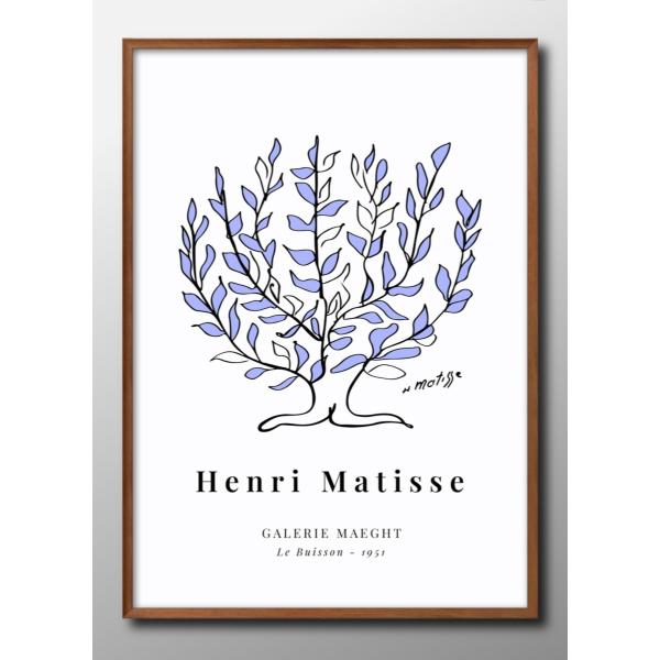 ポスター アンリ・マティス マチス ブルー 青 低木 絵画 インテリア A3サイズ アート 新築祝い...
