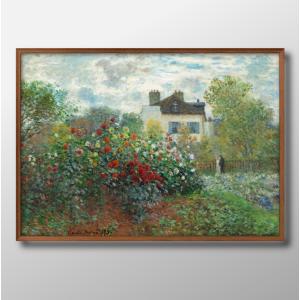 クロード・モネ作品 ダリアの咲く庭 ポスター 軽量アルミ製フレーム付