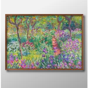 額装済/ダリアの咲く庭 1873年/クロード モネ/ポスター/インテリア/アート 版画 絵画 名画 アルジャントゥイユのモネの家の庭（ダリアの