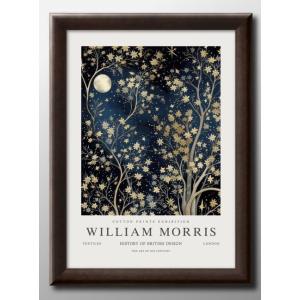 ウィリアム モリス ムーン 月夜 A3 サイズ ポスター アート 北欧  額 フレーム