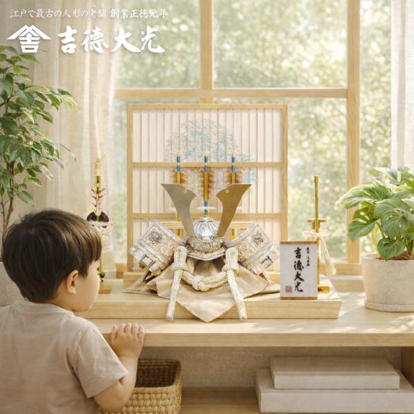 五月人形 吉徳 兜 コンパクト 飾り おしゃれ モダン ナチュラルカラー 人形屋の桜竹 爆買