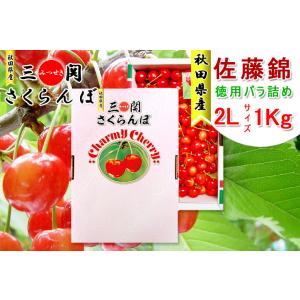 秋田県産 JAこまち 三関 さくらんぼ 佐藤錦 (約1kg 2Lバラ詰め)お届け日指定不可・発送は6月下旬から｜ouchiku