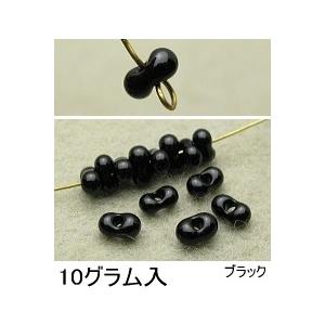 チェコビーズ ファルファーレ シードビーズ ガラス ハンドメイド アクセサリー (小/2mm×4mm)10g入(ブラック)｜ouioui-jc2