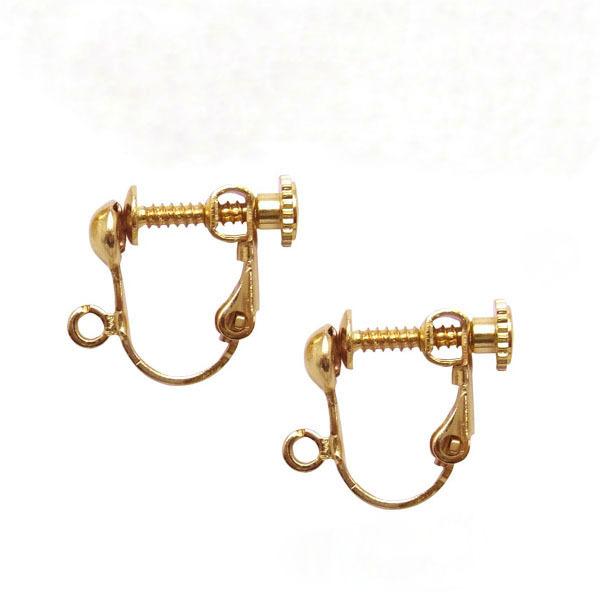 イヤリングパーツ ネジバネ玉ブラ 1ペア(2個入)(ゴールド) 国内メッキ 金具 パーツ ハンドメイ...