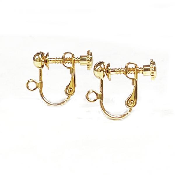 イヤリング ネジバネ玉ブラ  2ペア(4個入) ゴールド ニッケルフリー  金属アレルギ ー対応  ...