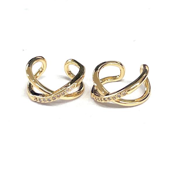 イヤーカフ ジルコニア付クロス 約14ｍｍ 1個入　ニッケルフリー ゴールド