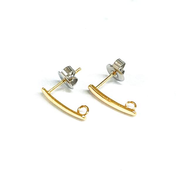 ステンレス横カン付ティアドロップピアス 15X3mm  1ペア(2個入) ゴールド(真空メッキ)