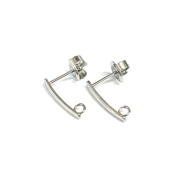 ステンレス横カン付ティアドロップピアス 15X3mm  1ペア(2個入) ステンレスカラー