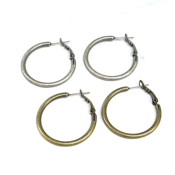 フープポスト(ステンレス)ピアス 約30mm 1ペア(2個入)1ペア(2個入)