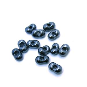 チェコビーズ ファルファーレ シードビーズ ガラス ハンドメイド アクセサリー （大・3.2×6.5mm） 10グラム入 （ ヘマタイト）｜ouioui-jc
