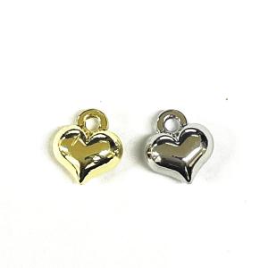 メタル ハートチャーム (約9×8mm) 2個入 小さ目 ぷっくり パーツ クラフト メタル 手芸｜ouioui-jc