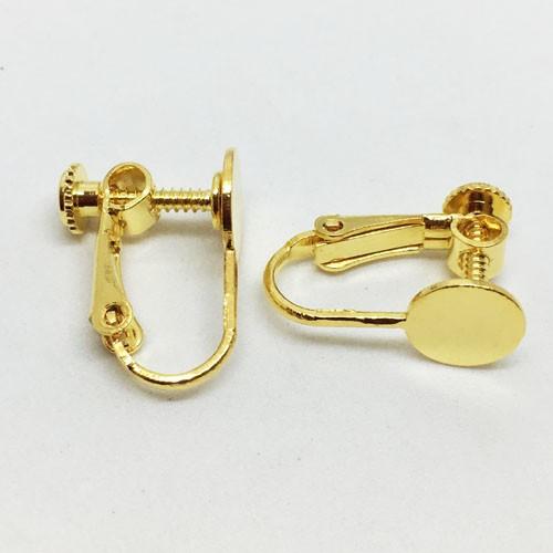 基礎金具 イヤリングネジバネ平皿付 8mm 25ペア(50個入) 国内メッキ 金具 パーツ ハンドメ...