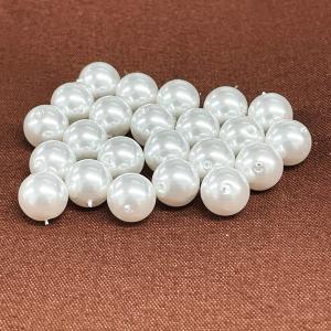 プラパール 8mm(シロ )約30個入 ハンドメイド 日本製  パール 丸玉 イミテーション  通し穴 ツヤ有り｜ouioui-jc