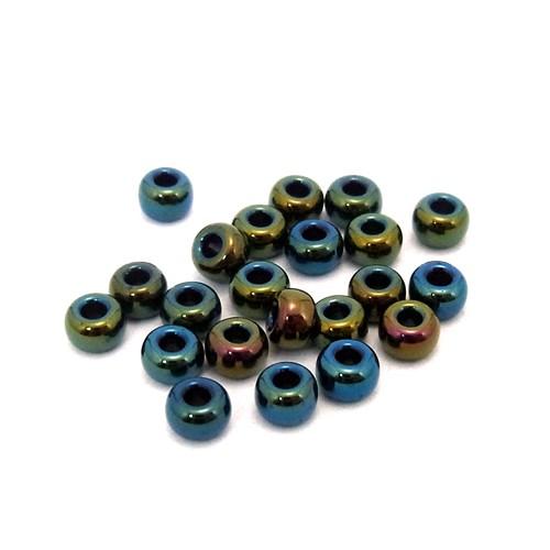 2.7mm 広島 丸大ビーズ/メタリック （ #204・グリーン ブルー メタルミックス）10ｇ入ア...