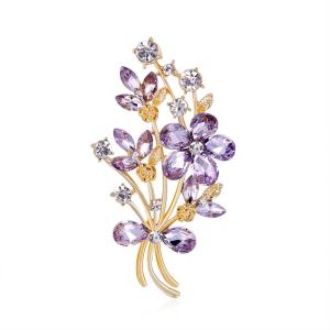 ブローチ ラインストーン 紫の花 ツルニチニチソ...の商品画像