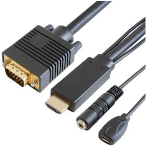 GOPPA ゴッパ HDMI VGA(音声用3.5mm・電源用micro-B付き) 変換ケーブル 1m GP-HDV15K-10｜oukazune