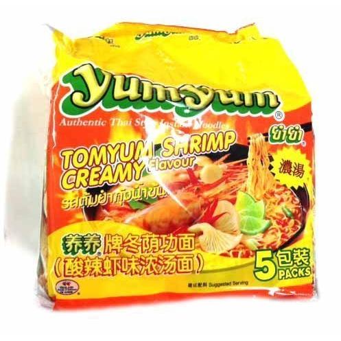 インスタントヌードル タイの即席麺 yumyumヤムヤム トムヤムシュリンプクリーム味 ５食パック ...