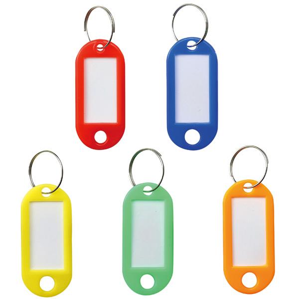 キーホルダー名札 5色30個入 片面表示タイプ ネームタグ 番号札 目印 管理 ケース付き 赤 オレ...