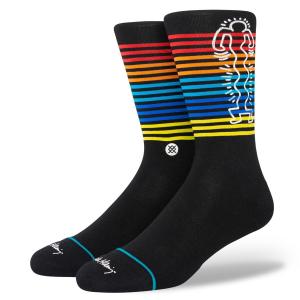 STANCE SOCKS スタンス ハイソックス 靴下 KEITH HARING キース・へリング WIGGLES コラボ ブラック 黒｜our-s