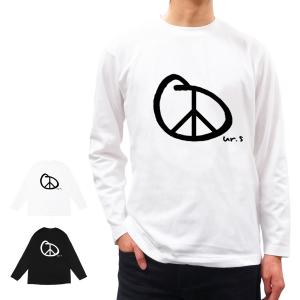 長袖Tシャツ 送料無料 メンズ レディース ユニセックス カットソー ピース L/S TEE ホワイト 白 ブラック 黒 ロゴ かっこいい おしゃれ｜our-s