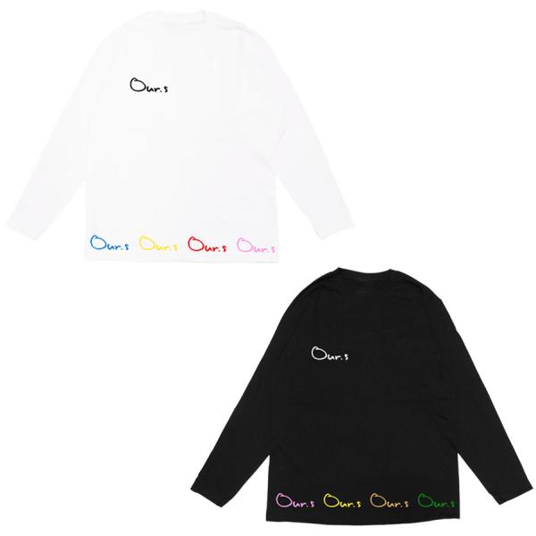 長袖 Tシャツ 洋服 メンズ レディース カットソー ロゴ 下部 ライン カラフル ホワイト 白 ブ...