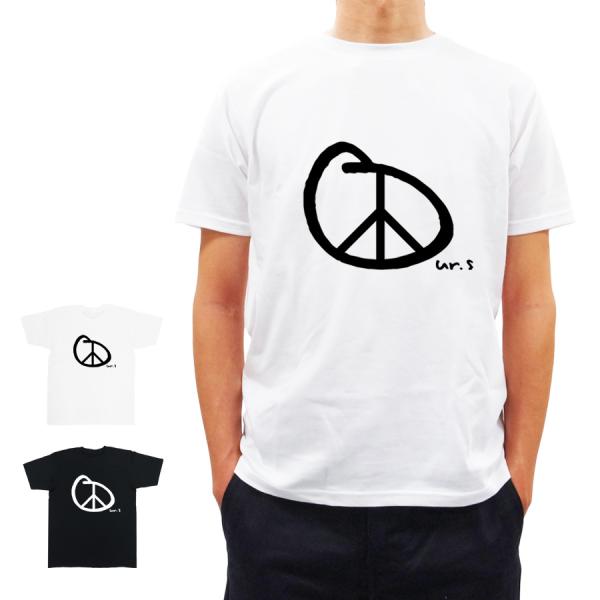 Tシャツ 洋服 半袖 メンズ レディース カットソー ピースマーク ホワイト 白 ブラック 黒 ロゴ...