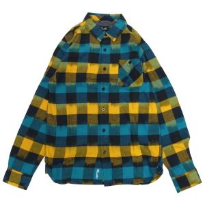 PRIMITIVE プリミティブ 長袖フランネルシャツ チェック柄 HERRINGBONE BUFFALO FLANNEL L/S SHIRT イエロー ブルー