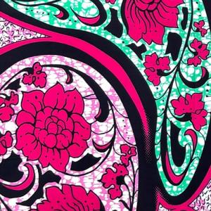 アフリカンプリント 布 生地 50cm単位 AP-13568 ホロホロ鳥の群れ 濃紺