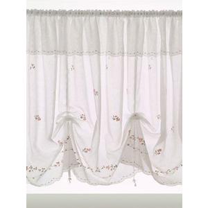 ローラ 出窓カーテン 巾300ｘ丈110cm/出窓用 出窓用レースカーテン レース 花柄 刺繍 調節 可能 ベージュ かわいい［送料無料］