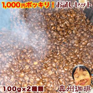 初回限定（ネコポス便）送料無料 奥州珈琲の美味しゅうコーヒー豆お試しセット100g×2種類