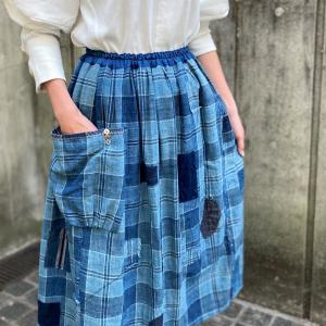 久留米絣ティアードジャンパースカート】日本製パッチワーク藍染め絣