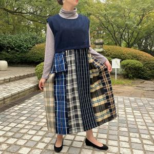 久留米絣ティアードジャンパースカート】日本製パッチワーク藍染め絣