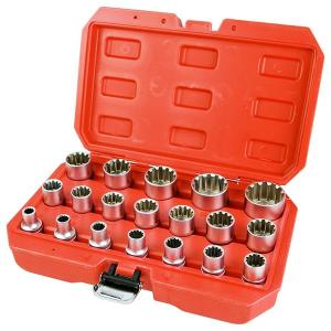 19pc スプラインソケット ソケットレンチ インチ、ミリ、ヘックス、トルクスにも対応