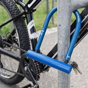 青色 自転車用 U字ロック ブルー 鍵付き 盗...の詳細画像2