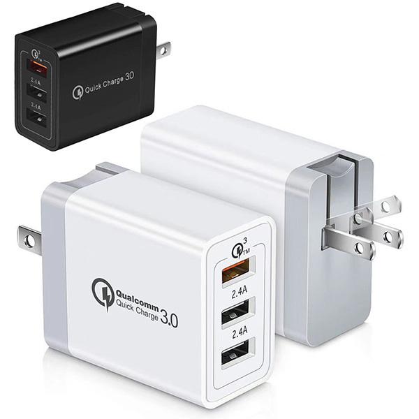 黒ｘ2個　QC3.0 30W 急速充電器 2.4A-3A 3USB出力 コンパクトサイズ 出張＆旅行...