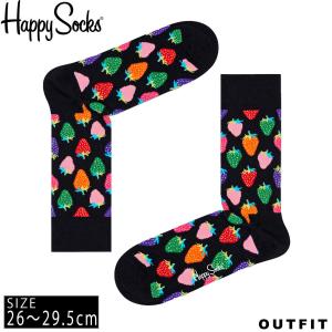 HappySocks ハッピーソックス メンズ 靴下 クルー丈 クルーソックス 総柄 派手 いちご柄 カラフル ソックス ユニセックス 男性 紳士 綿混 かわいい karlas｜Karlas カルラスヤフー店