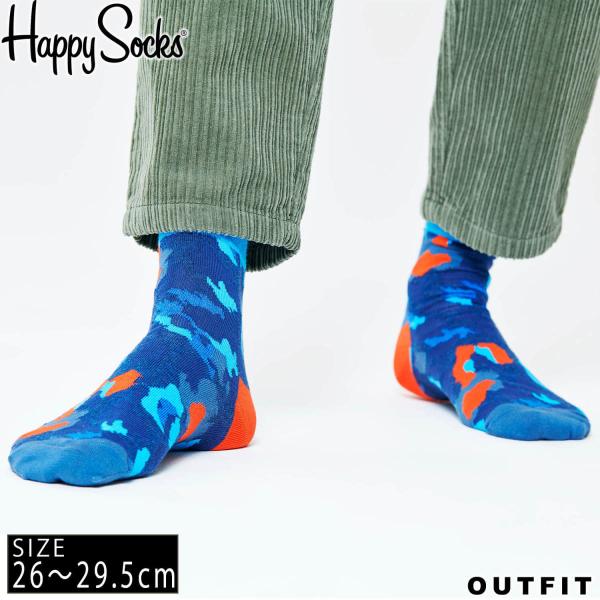 HappySocks ハッピーソックス メンズ 靴下 クルー丈 クルーソックス 総柄 派手 カラフル...