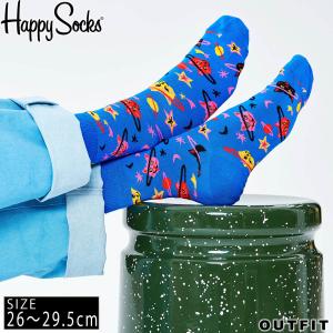 HappySocks ハッピーソックス メンズ 靴下 クルー丈 クルーソックス 総柄 派手 カラフル...