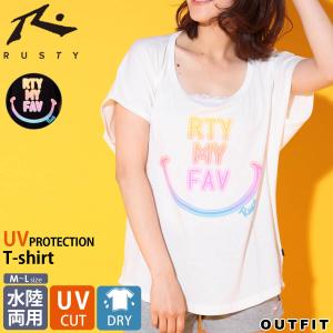 RUSTY ラスティ Tシャツ レディース 半袖 ブランド 水陸両用 水着 女性  UVカットカジュアル おしゃれ スポーツ 速乾 スポーツウェアkarlas｜outfit-style